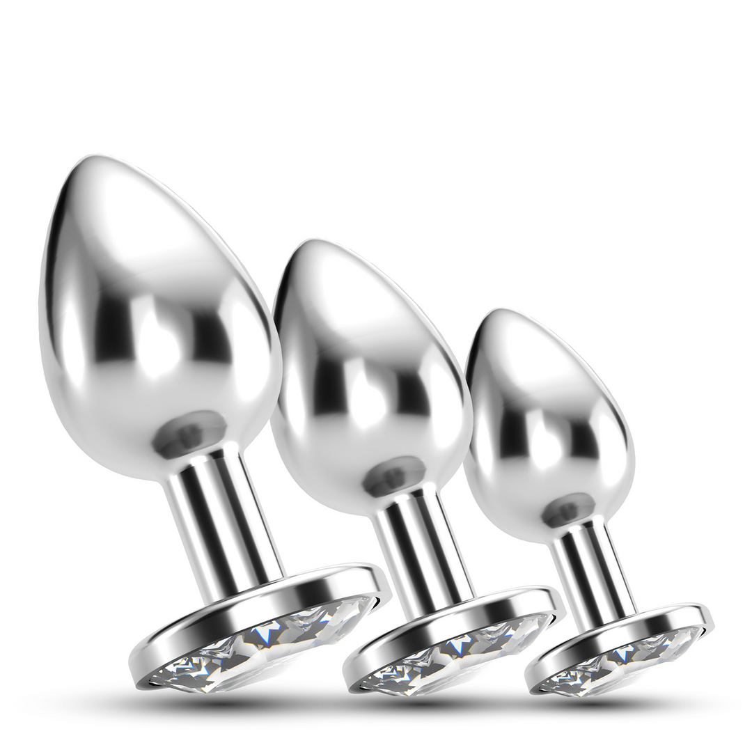 Plug anal Bijou Train Trio 8.5 cm – con joya, transparente | Crushious