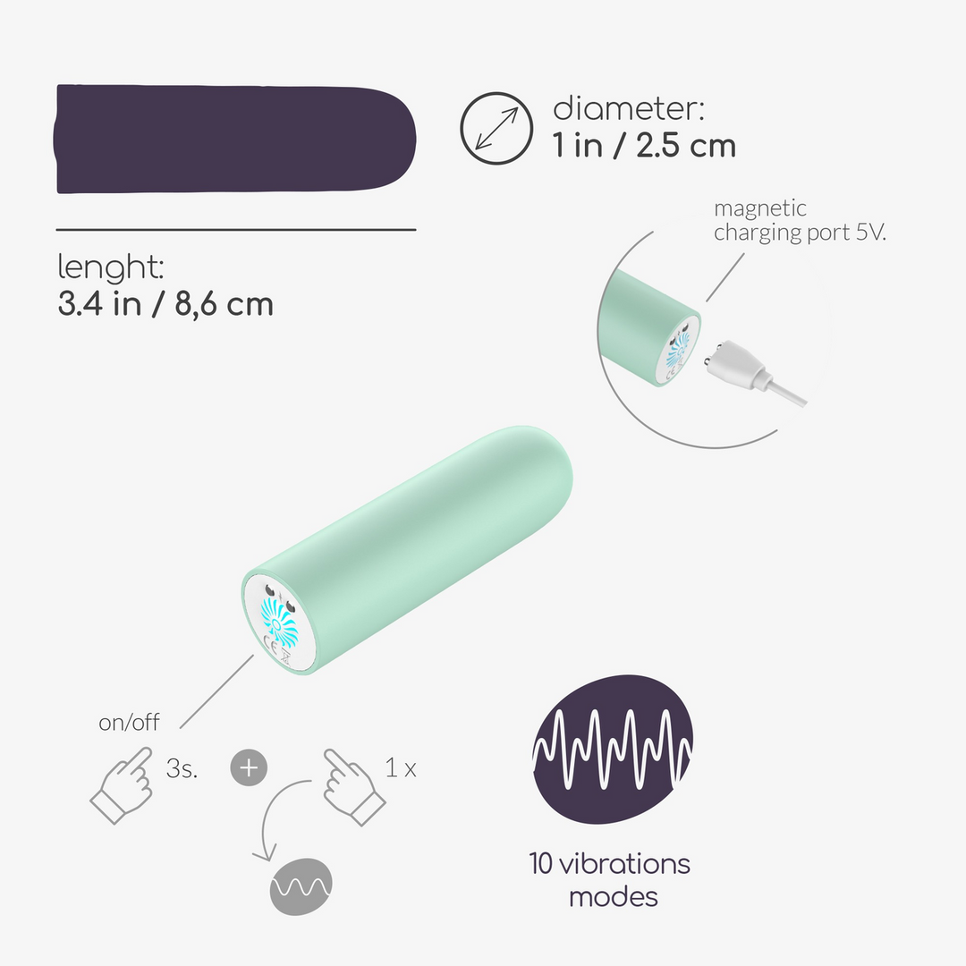 Vibrador bala Quackers 10 velocidades – recargable, verde | Crushious