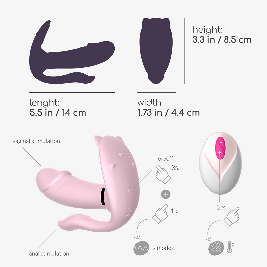 Vibrador clásico Fritz Wearable Pastel 9 funciones – con mando a distancia, rosa | Crushious