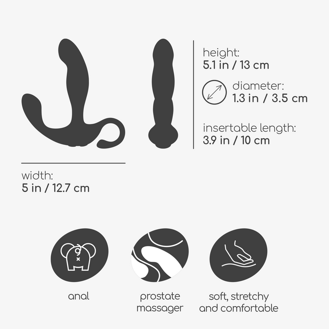 Prostate massager Loki 10 functions – remote control, rechargeable, black | Crushious