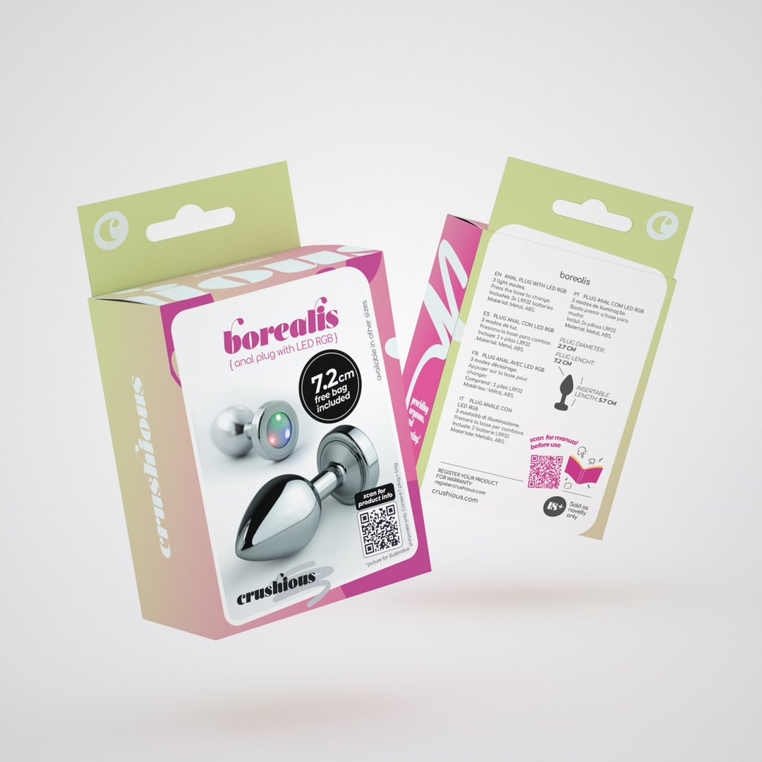 Borealis - Metal Anal Plug with LED RGB - Small - Silver