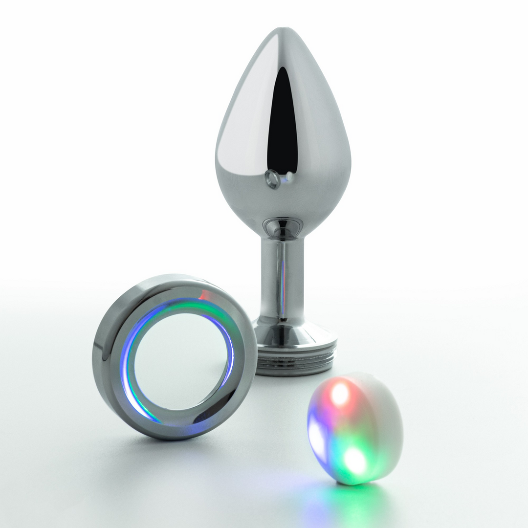 Plug anale Borealis LED RGB 8.5 cm – argento | Crushious
