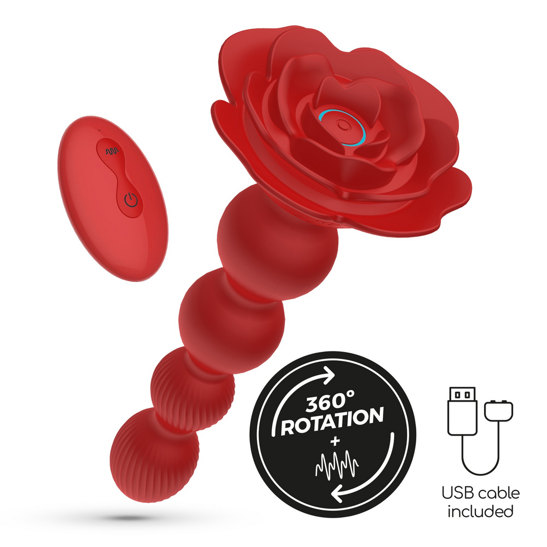Butt plug Rosaline 10 functions – vibrating, jewelled, red | Crushious