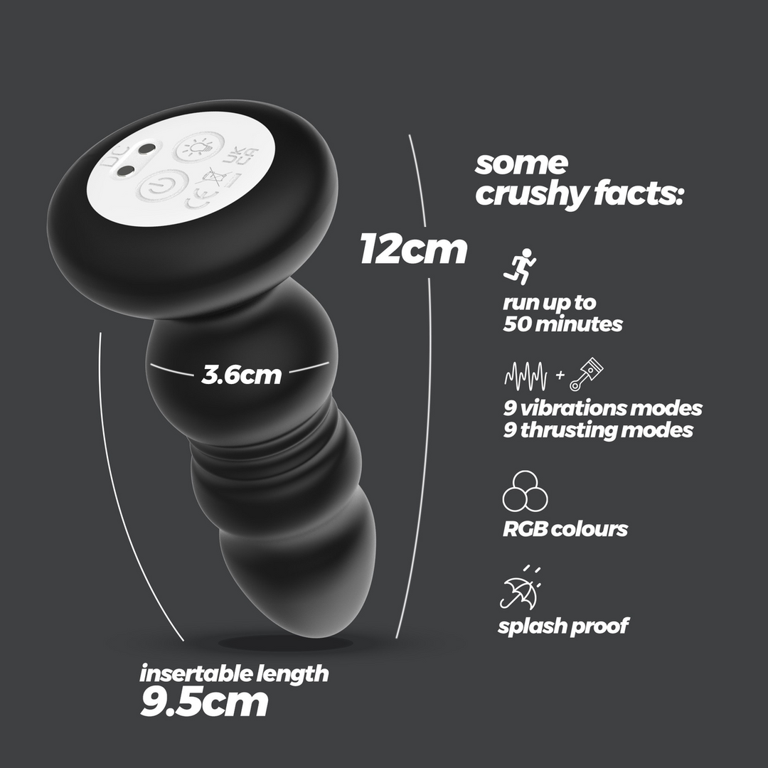 Plug anal Australis LED RGB – con mando a distancia, negro | Crushious