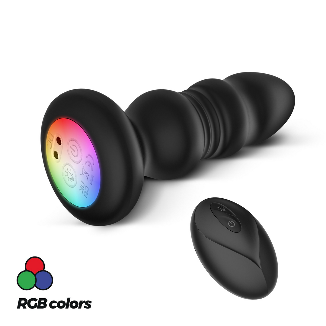 Plug anal Australis LED RGB – con mando a distancia, negro | Crushious