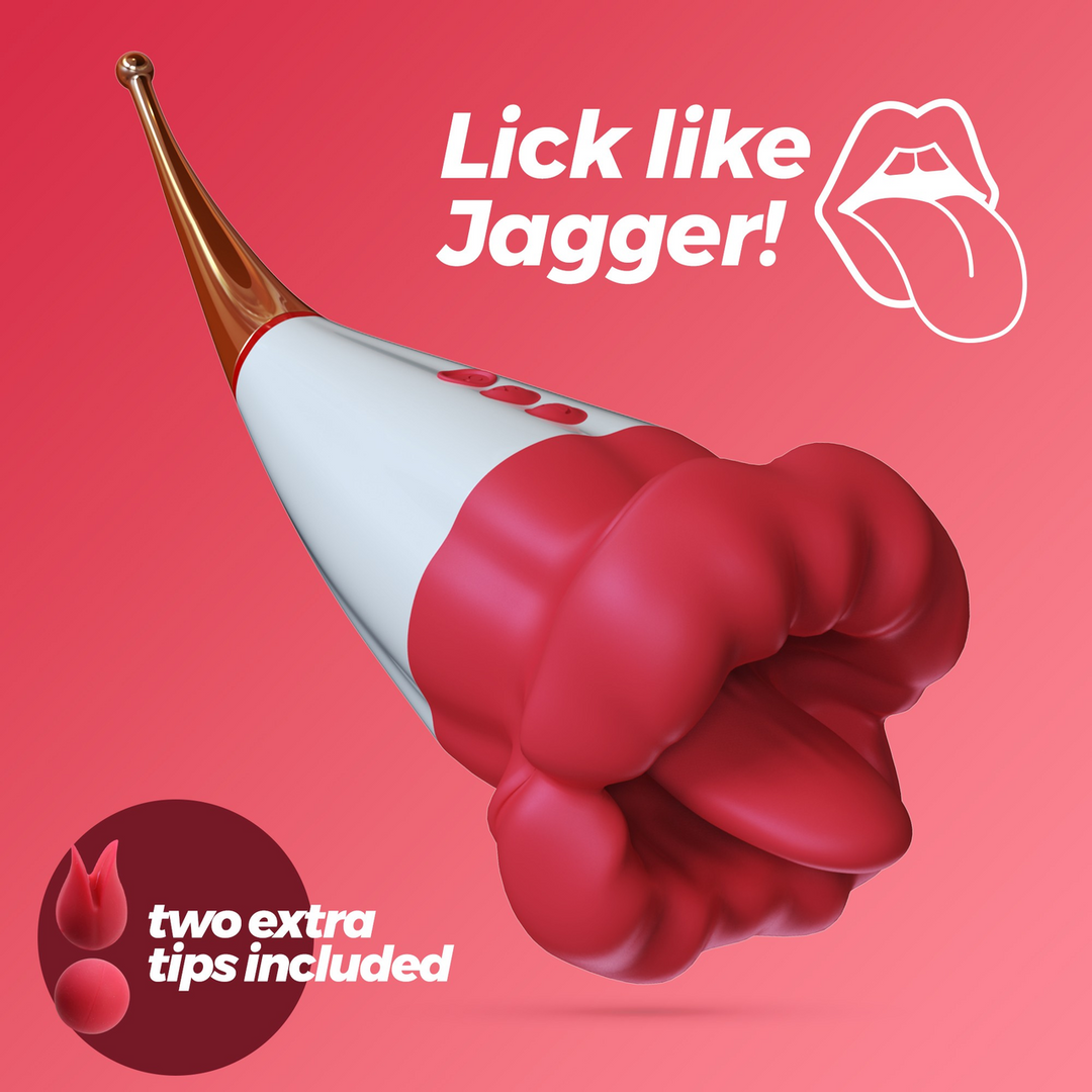 Estimulador de clítoris Jagger Licking 10 funciones – doble, rojo | Crushious