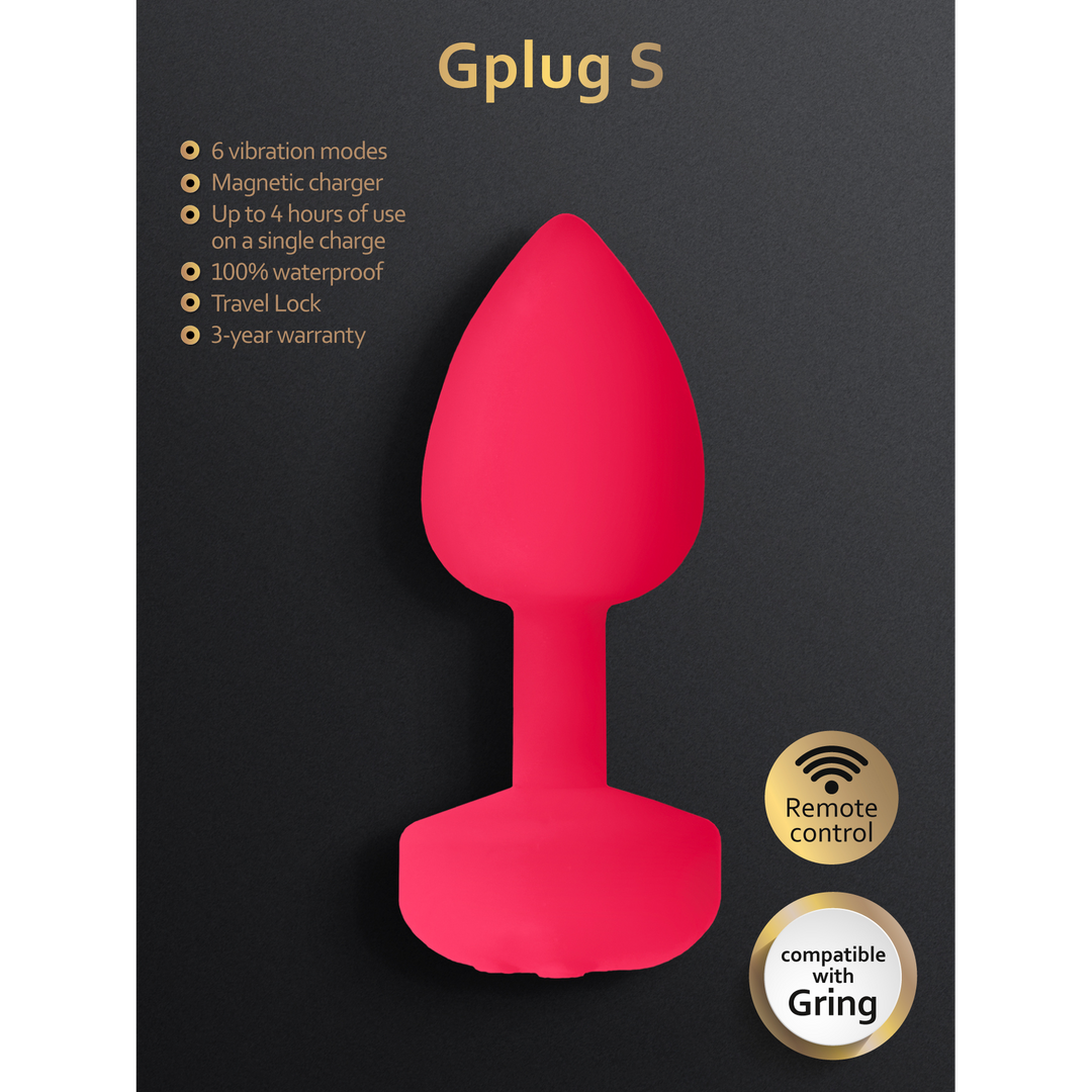 Butt plug 8 cm – jewelled, pink | G-Vibe