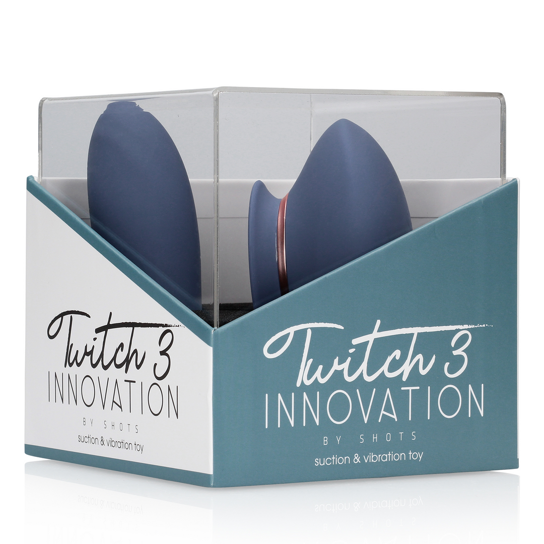 Twitch 3 - Vibrateur et Suceur Rechargeable - Bleu/Gris
