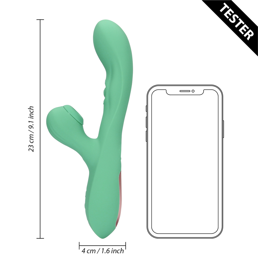Pulse Wave and Tongue Flickering Rabbit Vibrator - Blue Grass - Tester