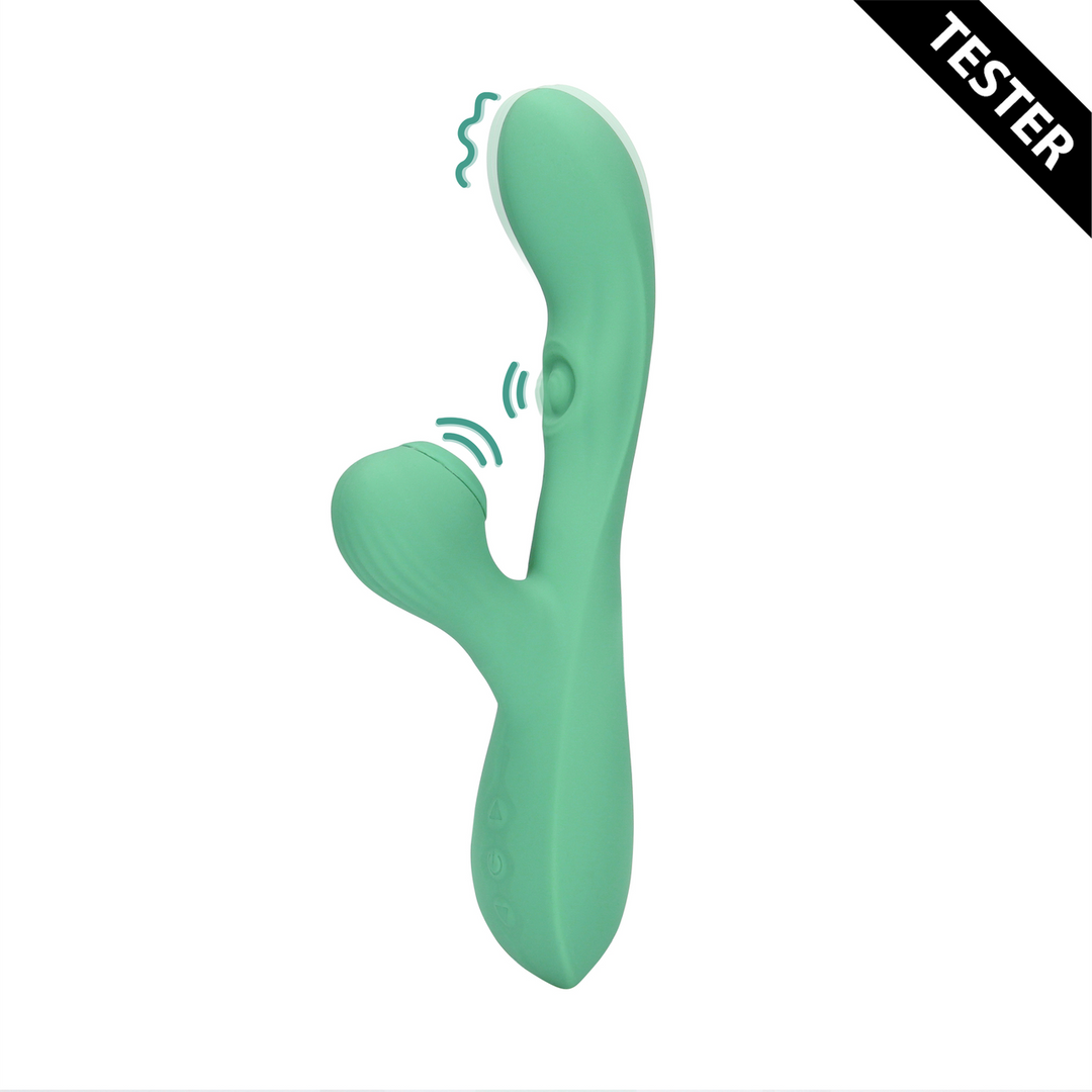 Pulse Wave and Tongue Flickering Rabbit Vibrator - Blue Grass - Tester