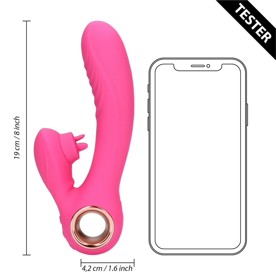 Tongue Flickering and Heating Rabbit Vibrator - Exuberant Pink - Tester