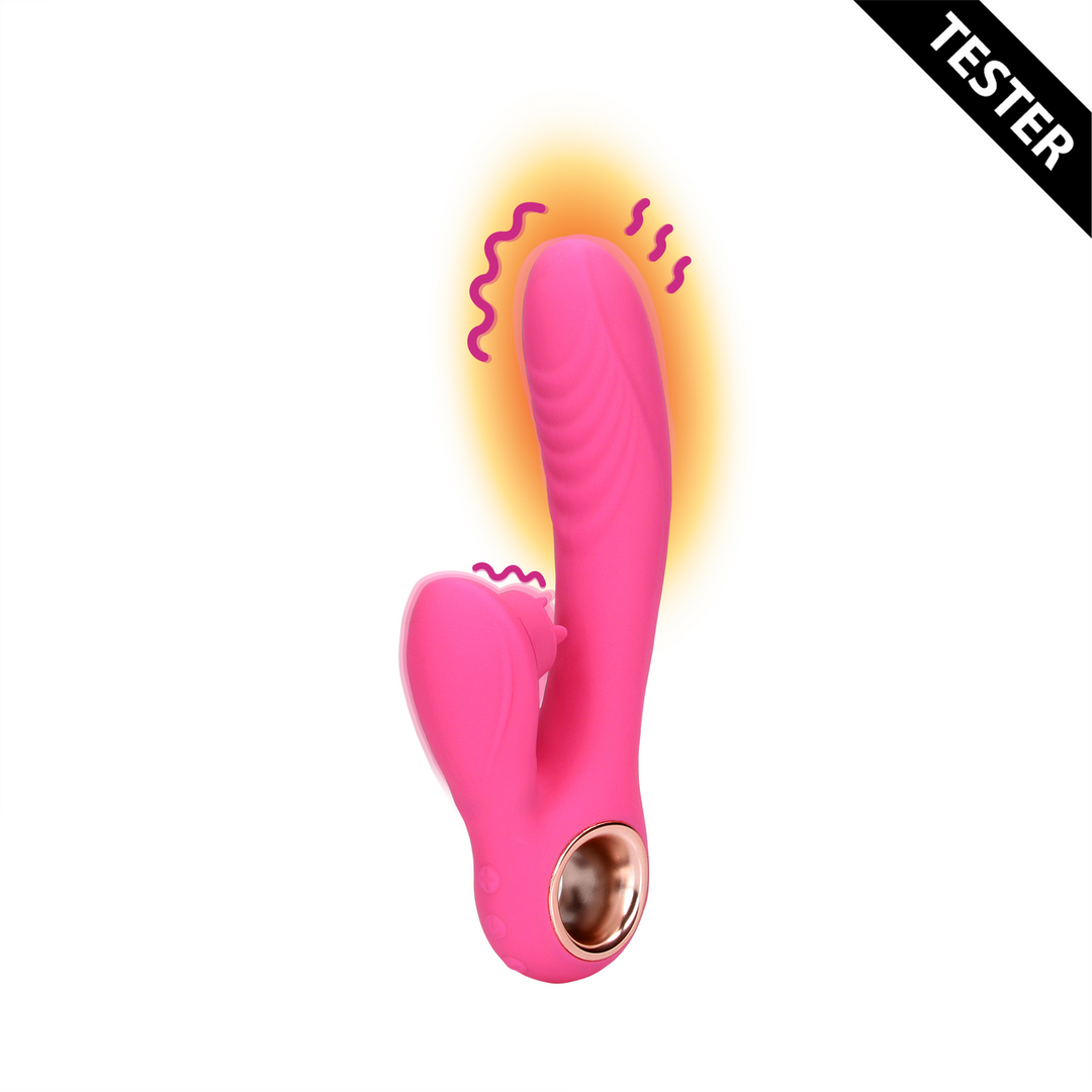Tongue Flickering and Heating Rabbit Vibrator - Exuberant Pink - Tester