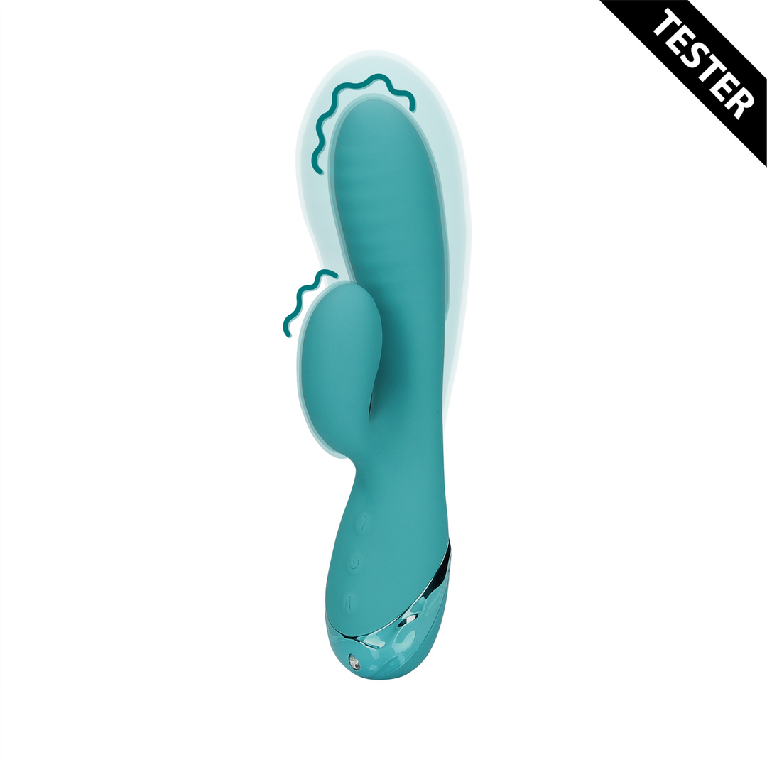 Inflatable Rabbit Vibrator - Peacock Blue - Tester