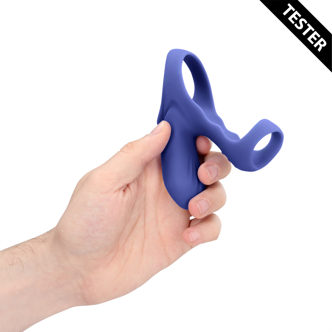 Vibrating Cockring with Clit Stimulation - Tamiya Blue - Tester