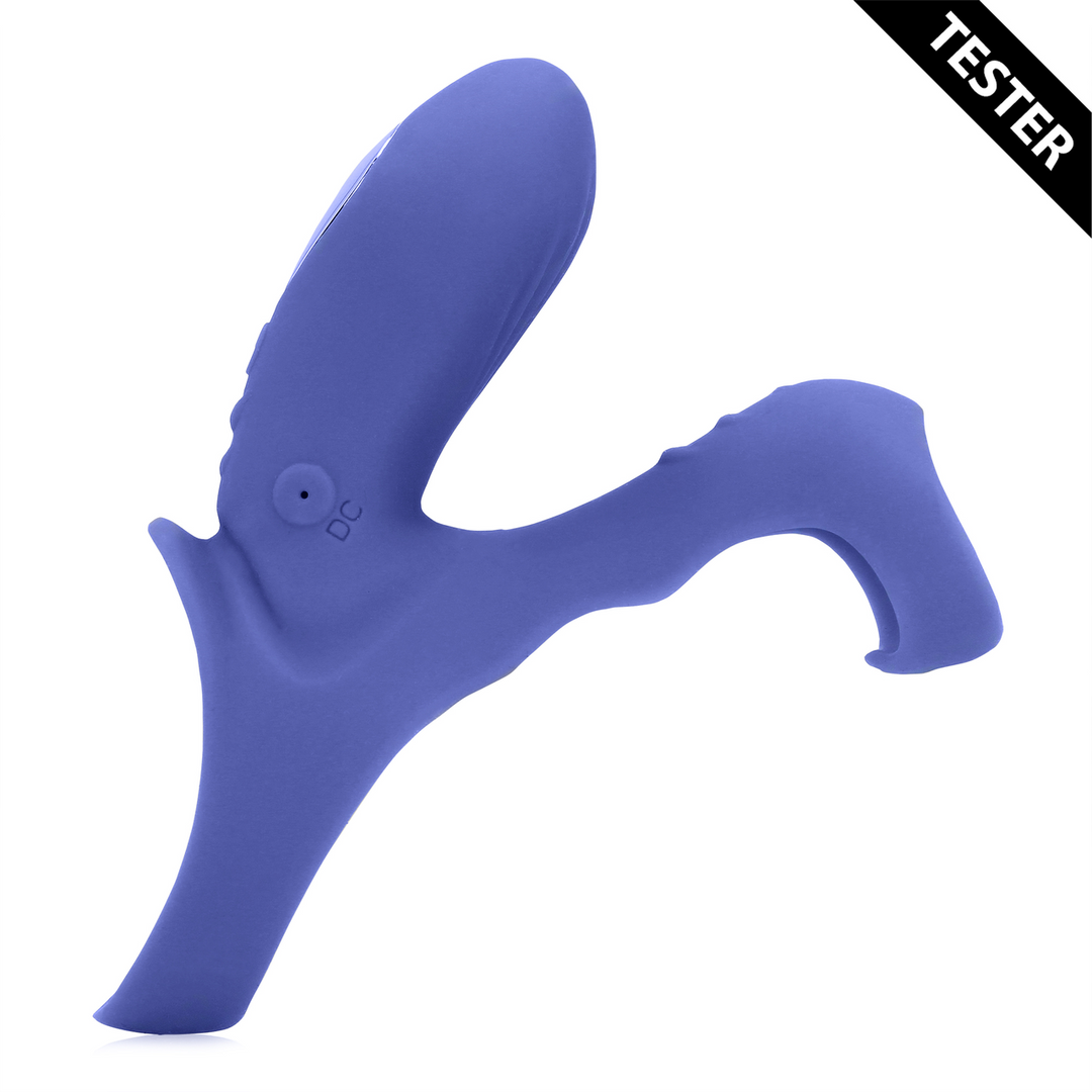 Vibrating Cockring with Clit Stimulation - Tamiya Blue - Tester
