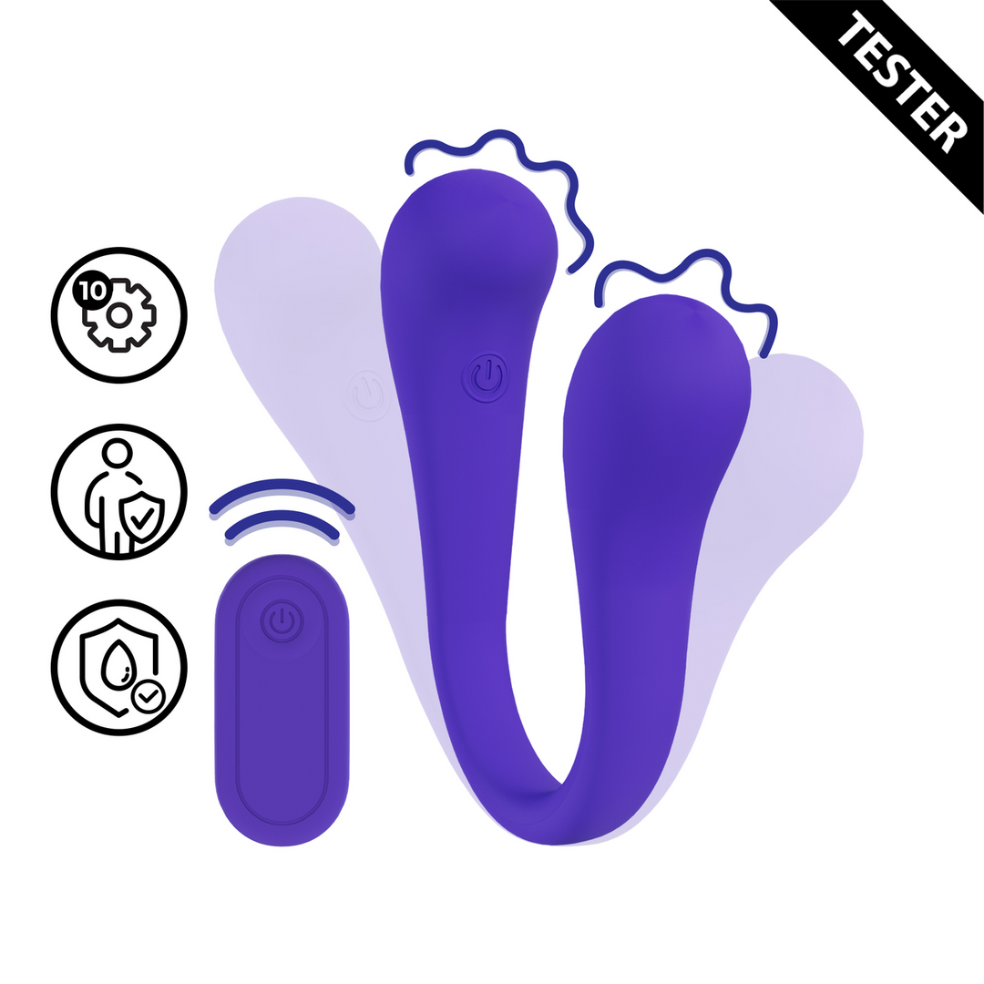 Dual-ended Bendable Vibe with Remote Control - Purple - Tester