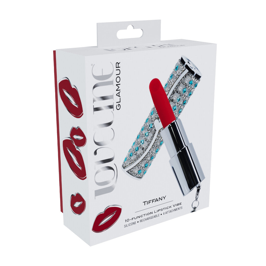 Tiffany - Lipstick Vibrator with 4 Attachments - Blue