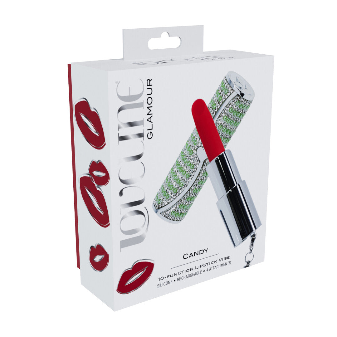 Candy - Lipstick Vibrator with 4 Attachments - Green