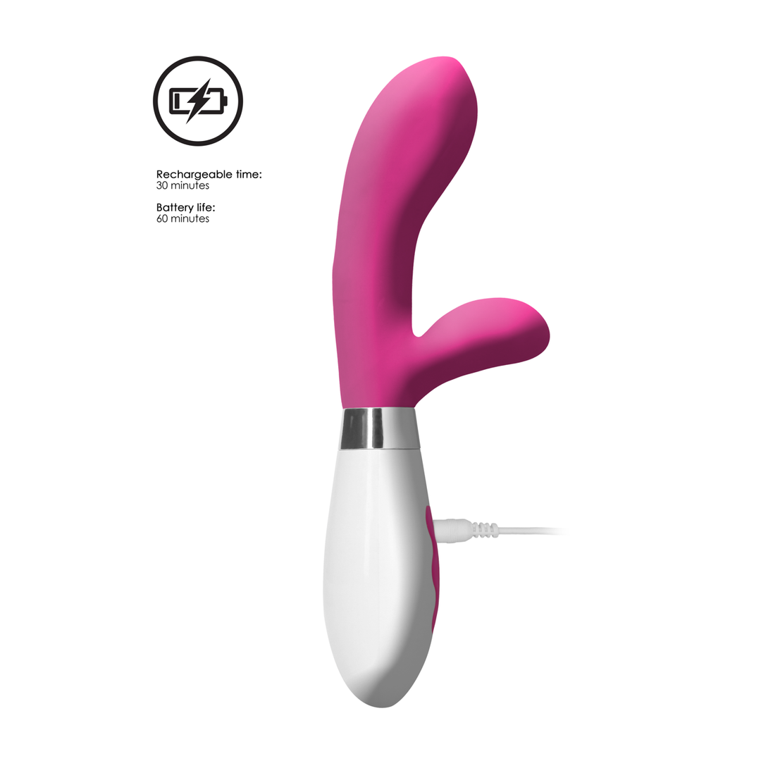 Vibratore rabbit Achilles 21 cm – ricaricabile, rosa | Luna