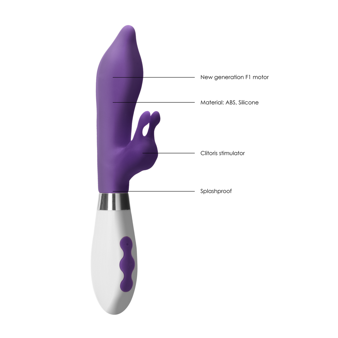 Rabbit vibrátor Adonis 22 cm – újratölthető, lila | Luna