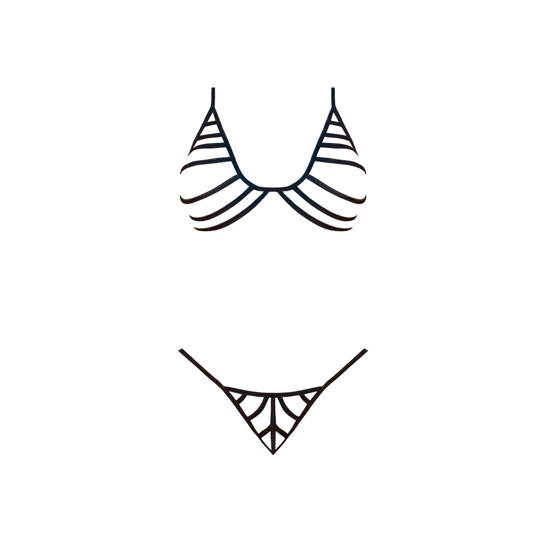 Lingerie set – halter neck, strappy, black M190BLKLRG | Magic Silk