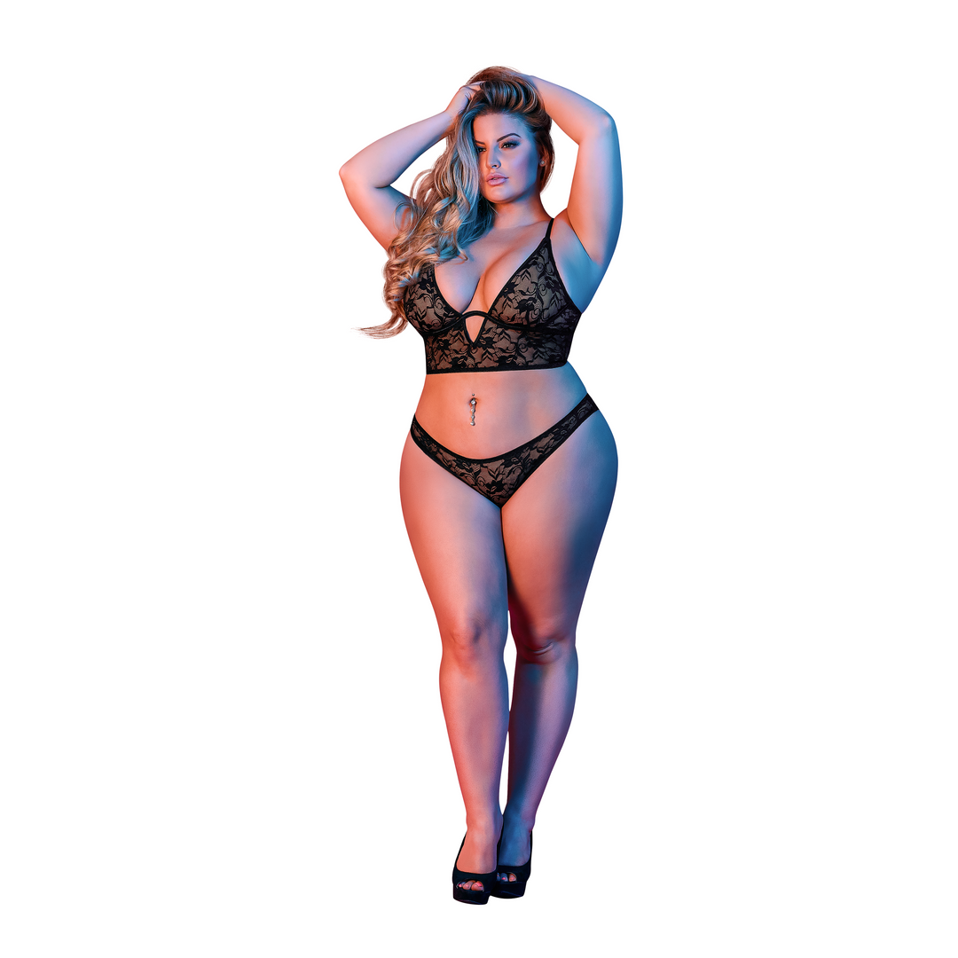 Conjunto de lingerie Underwired Bralette – preto M195BLK2XL | Magic Silk