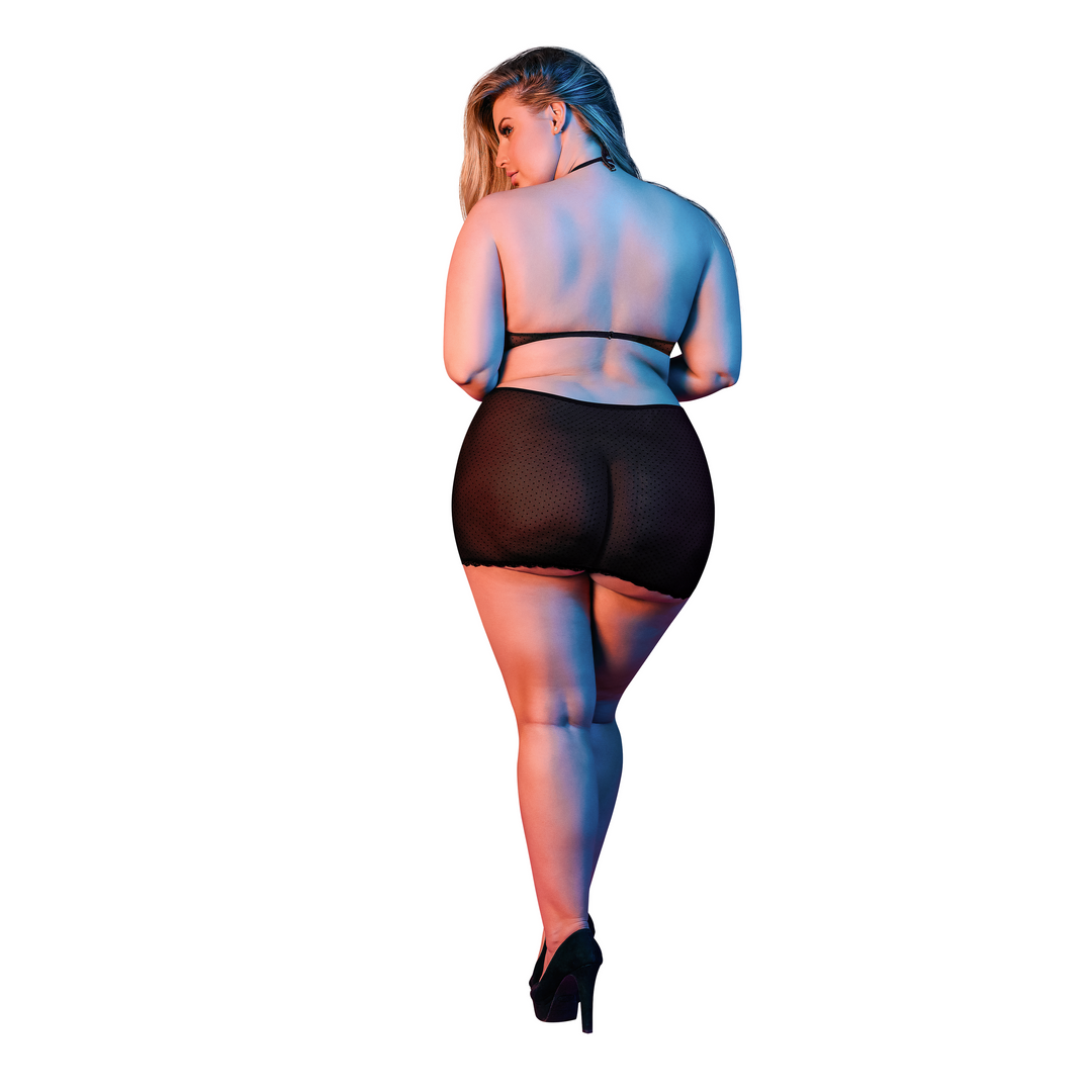 Ensemble de lingerie Polka Dot Halter – noir M197BLK2XL | Magic Silk