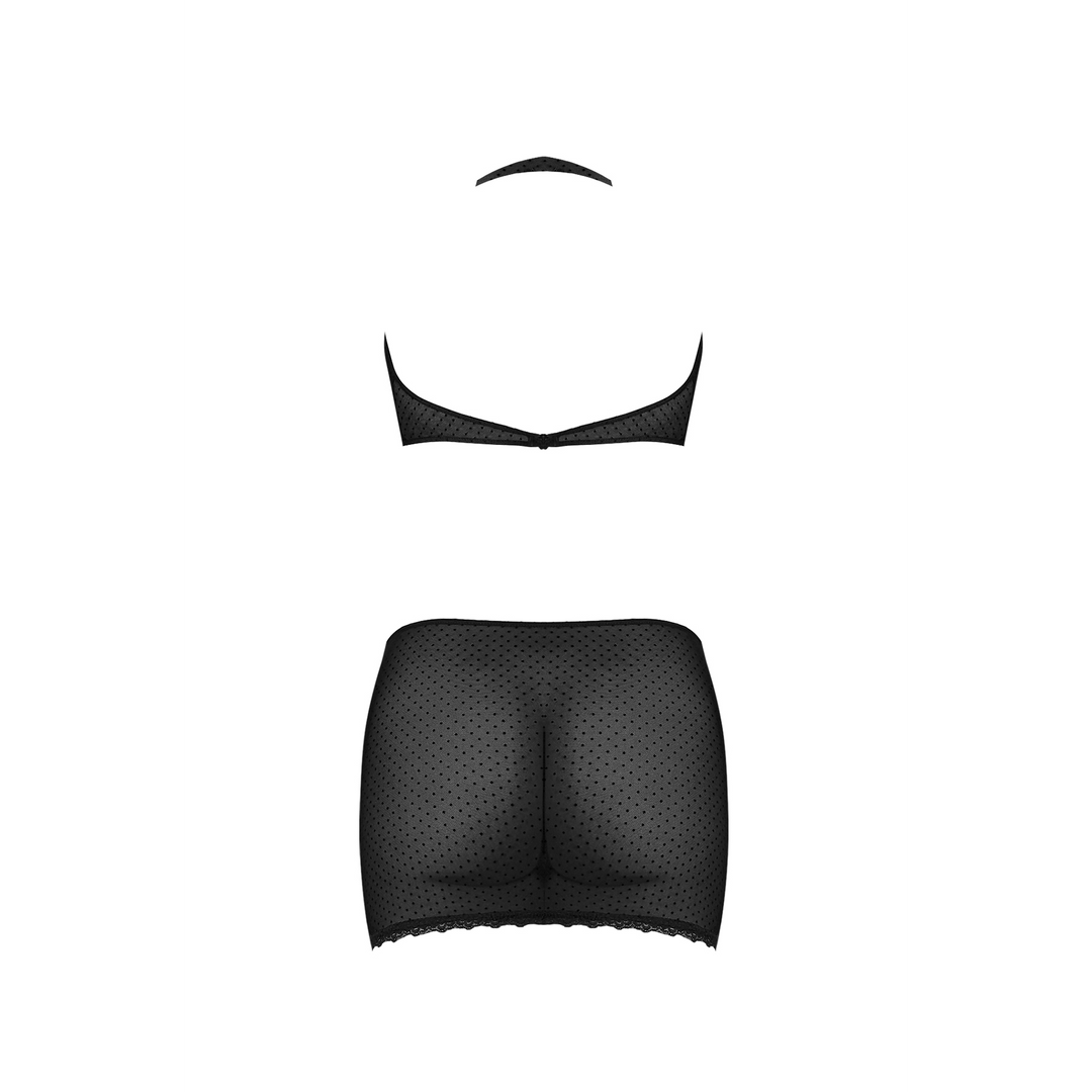Ensemble de lingerie Polka Dot Halter – noir M197BLKMED | Magic Silk