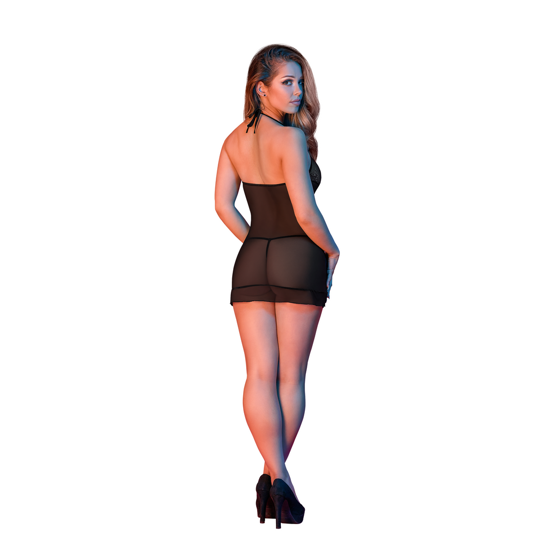 Conjunto de lingerie Nightgown – preto M198BLKMED | Magic Silk