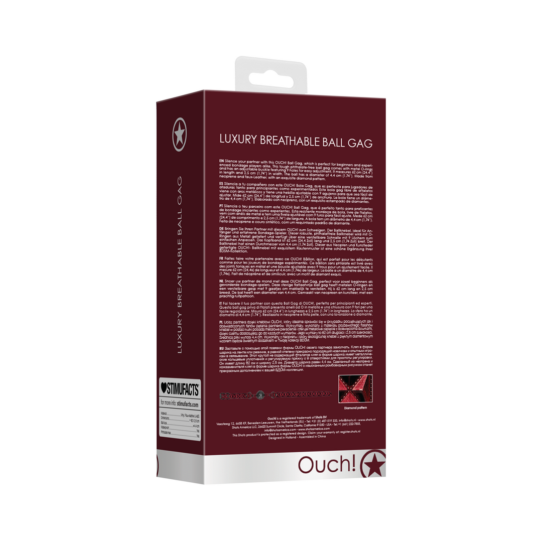 Mordaza Breathable – roja 62 cm | Ouch!