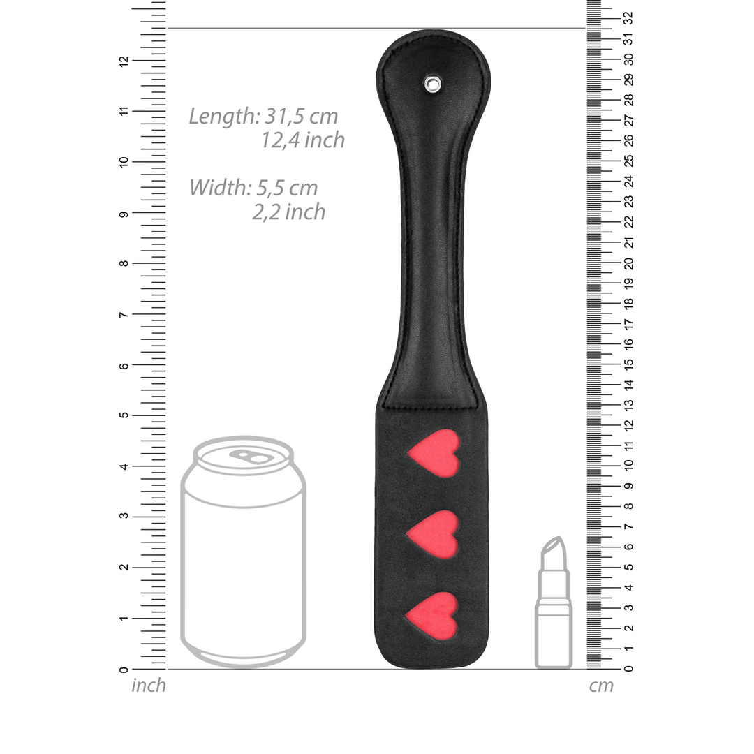 Chicote Paddle Hearts – preto | Ouch!