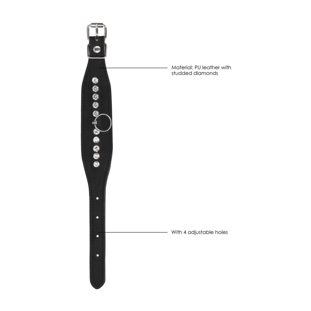 Esposas Studded Wrist Cuffs – con joya, negra | Ouch!