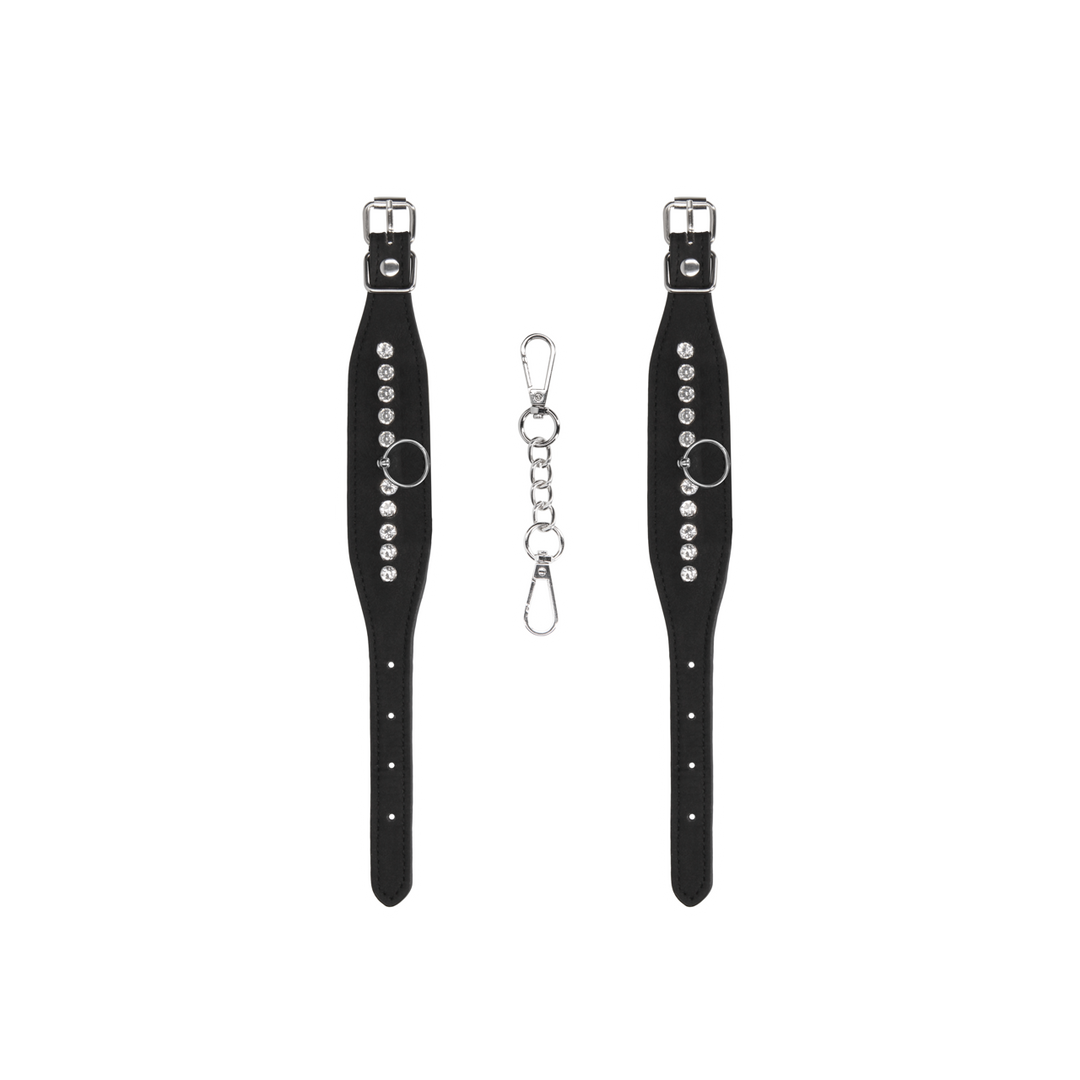 Esposas Studded Wrist Cuffs – con joya, negra | Ouch!