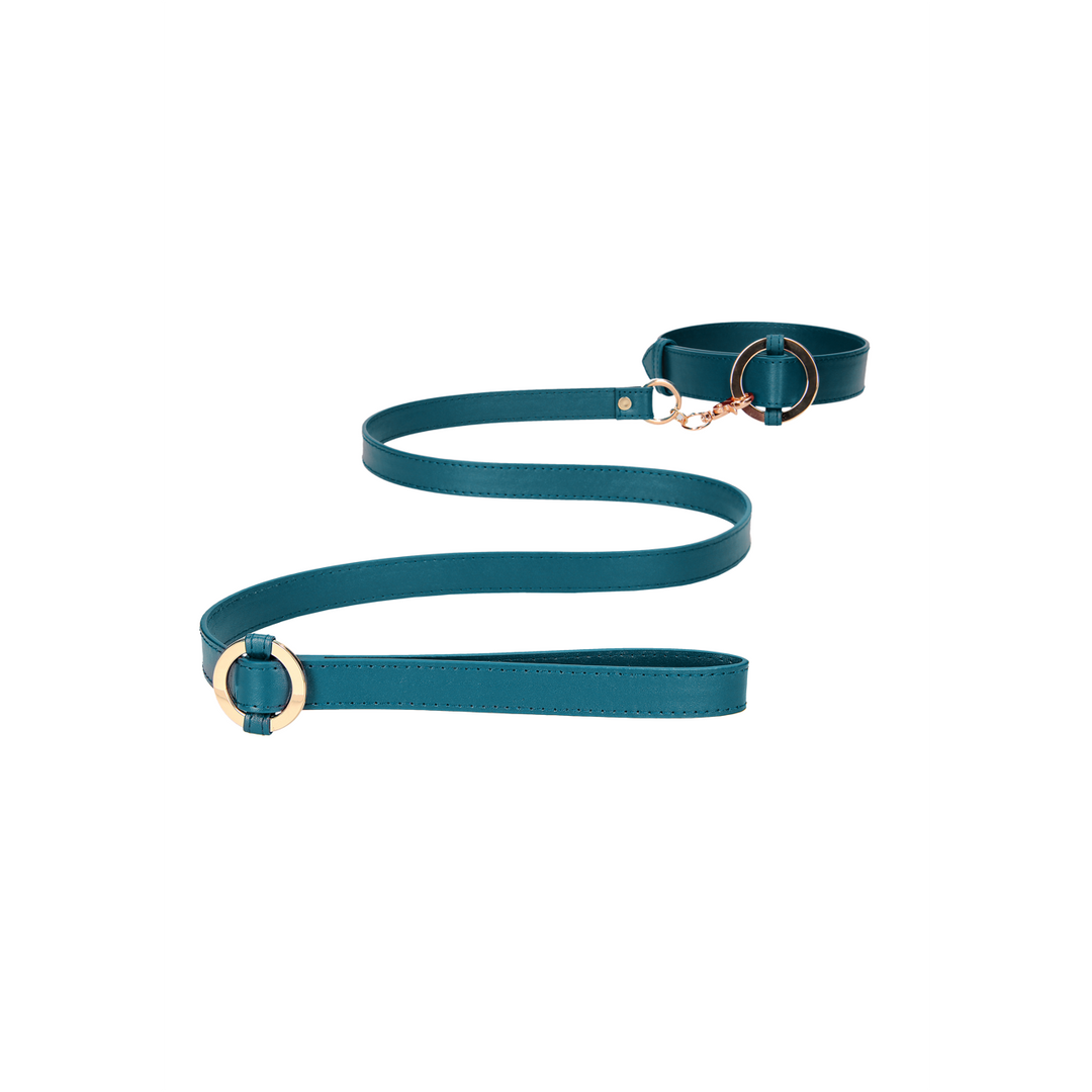 Bondage restraint Luxurious Collar with Leash – green | Ouch!