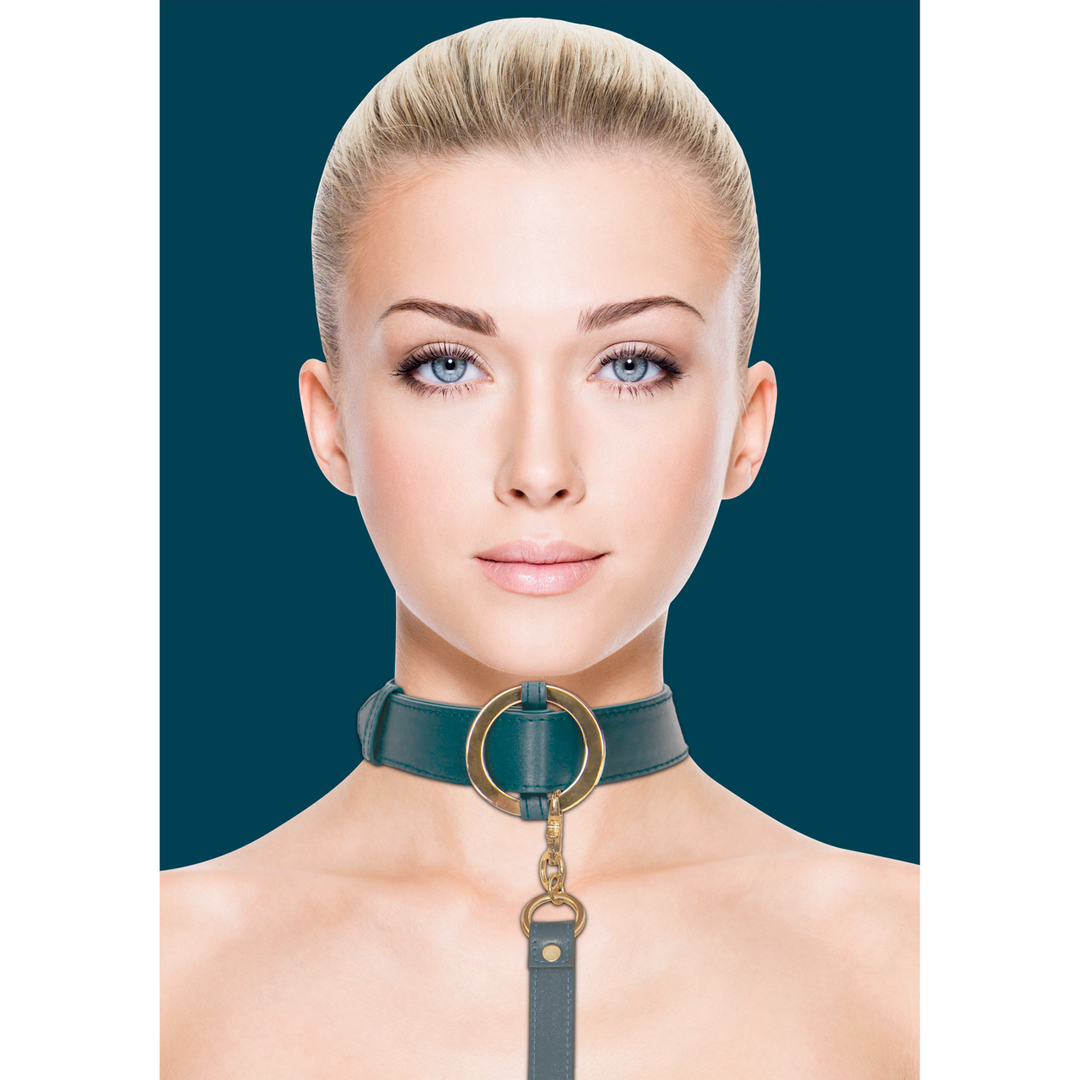 Bondage restraint Luxurious Collar with Leash – green | Ouch!