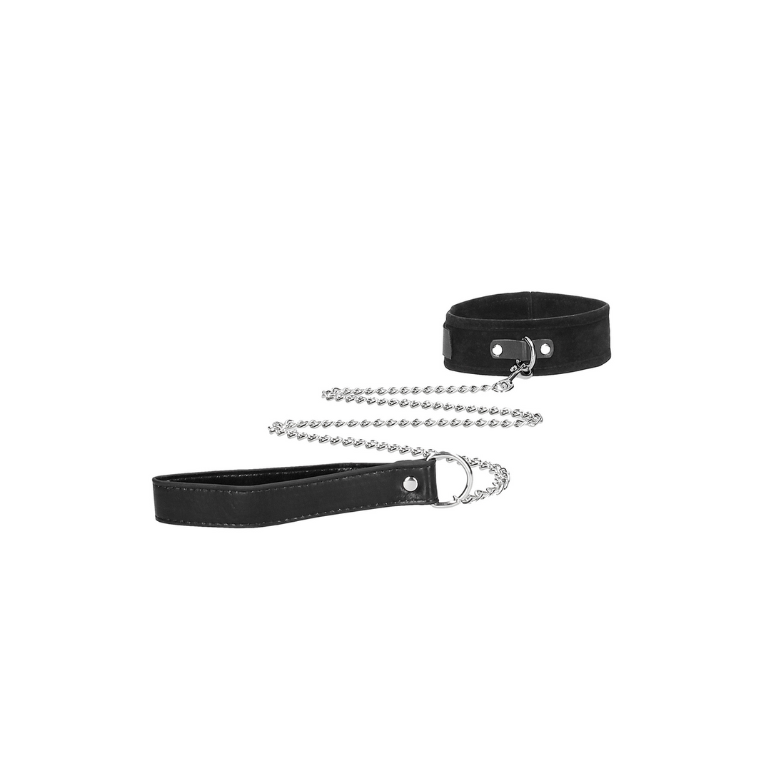 Esposas Velcro Collar with Leash – negra | Ouch!