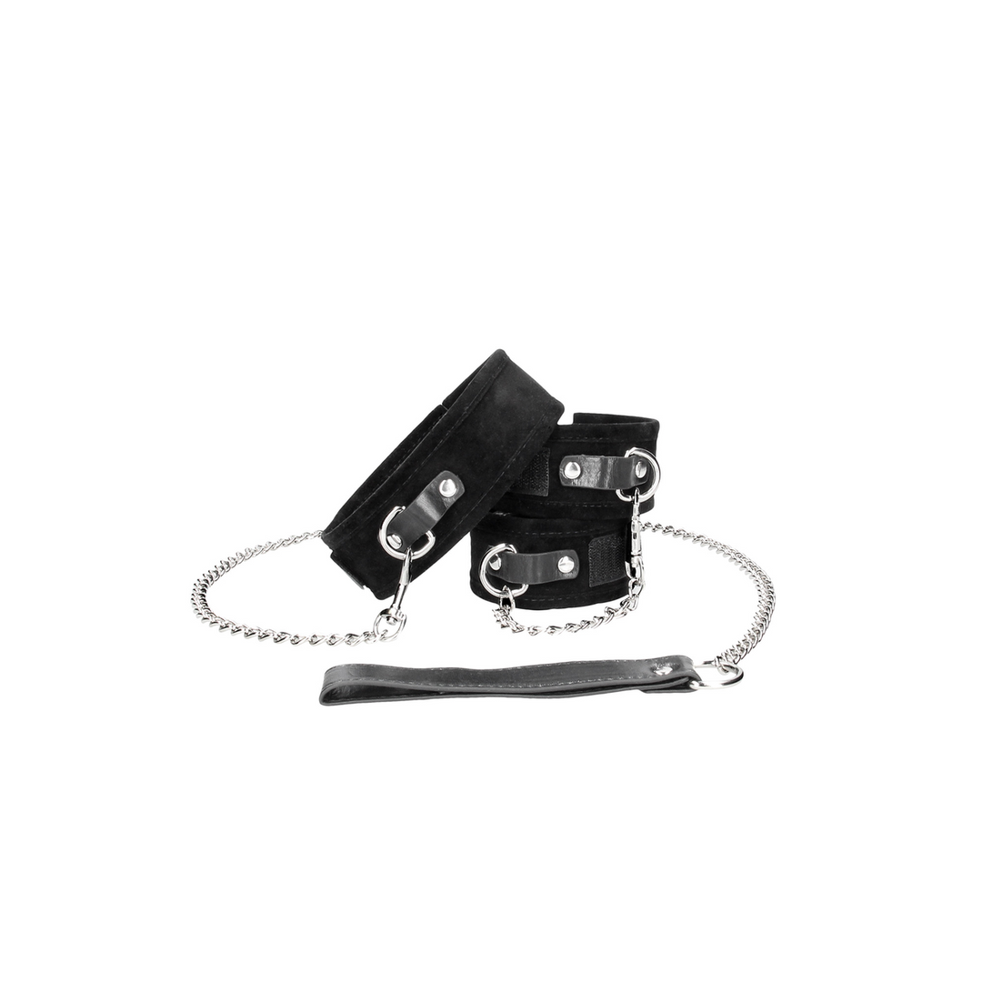 Esposas Velcro Collar with Leash – negra | Ouch!