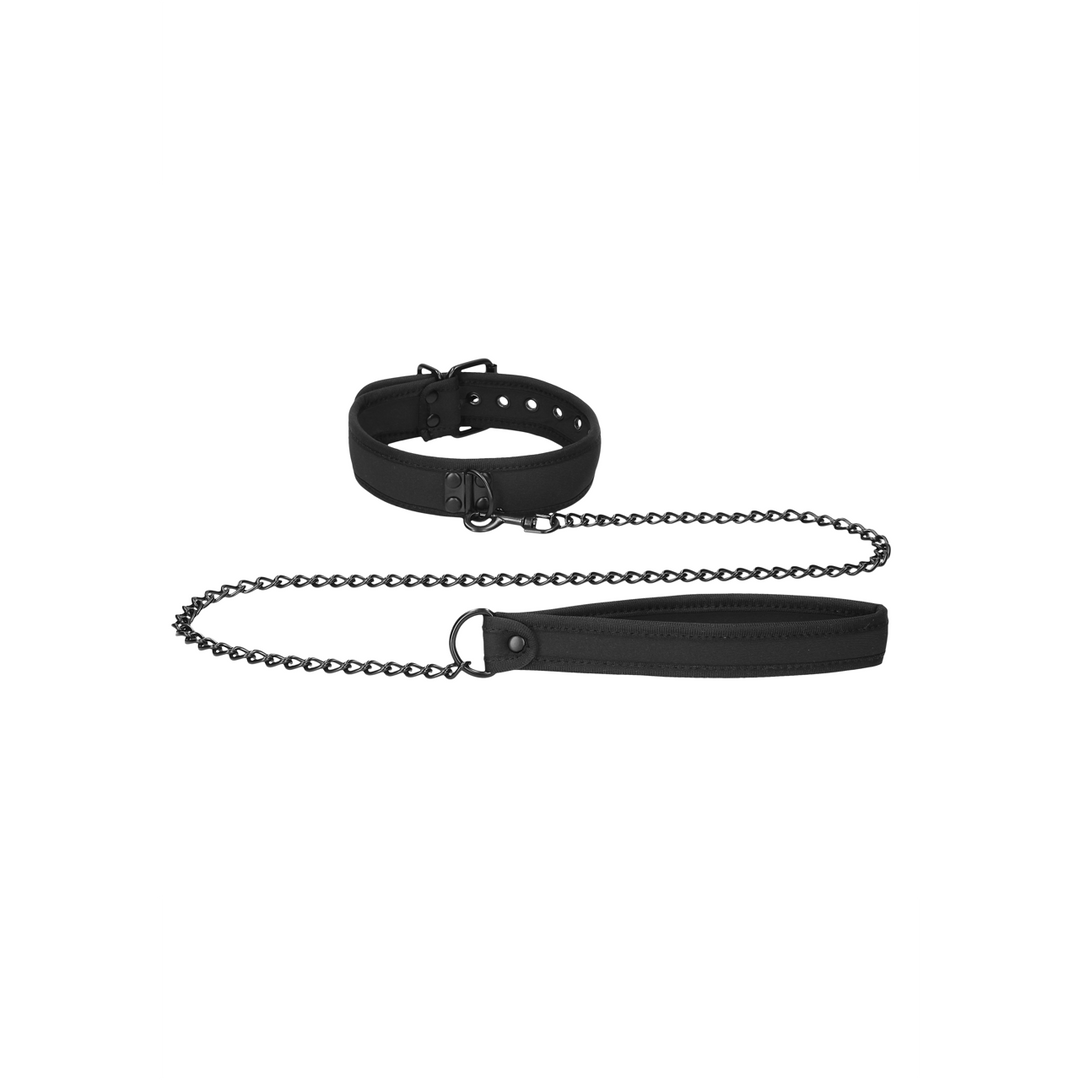 Costrizione bondage Neoprene Collar with Leash – nera OU706BLK | Ouch!