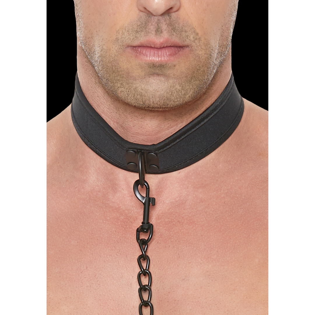 Costrizione bondage Neoprene Collar with Leash – nera OU706BLK | Ouch!