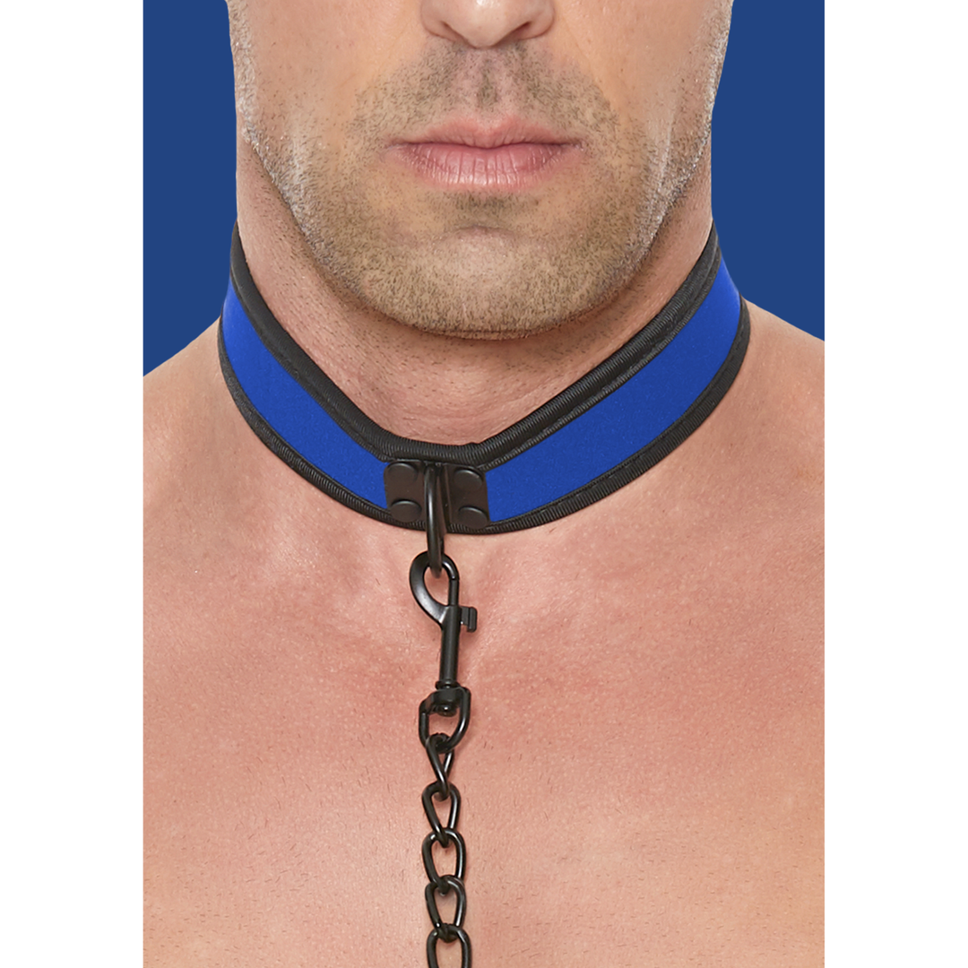 Atadura bondage Neoprene Collar with Leash – negra OU706BLU | Ouch!