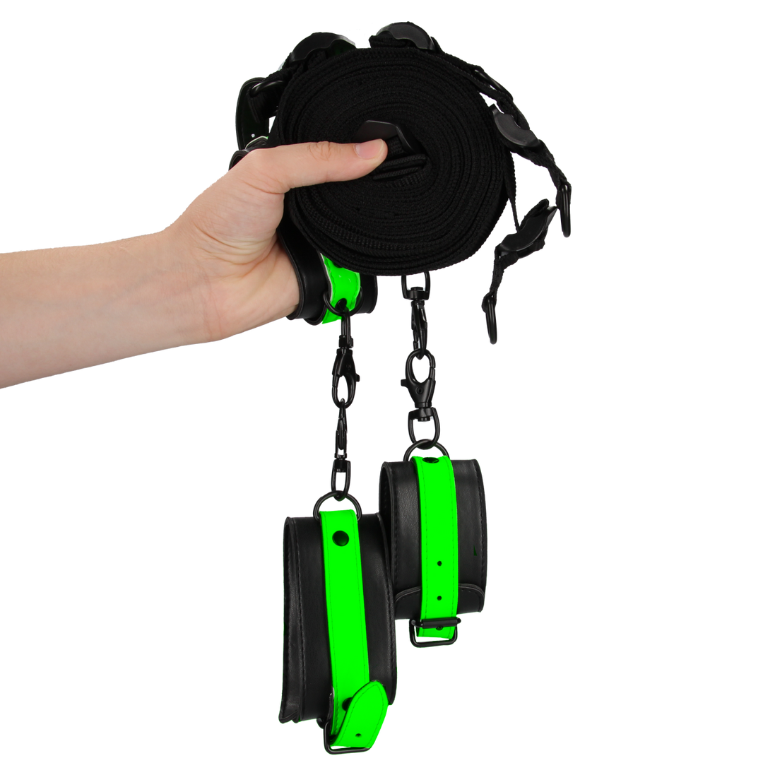 Conjunto de lencería Attachement Bed Bindings – fosforescente, verde | Ouch!