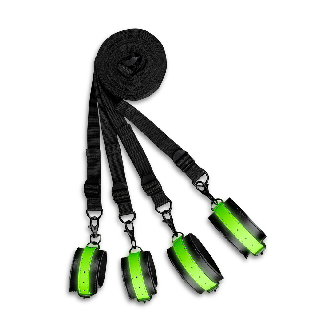 Conjunto de lencería Attachement Bed Bindings – fosforescente, verde | Ouch!