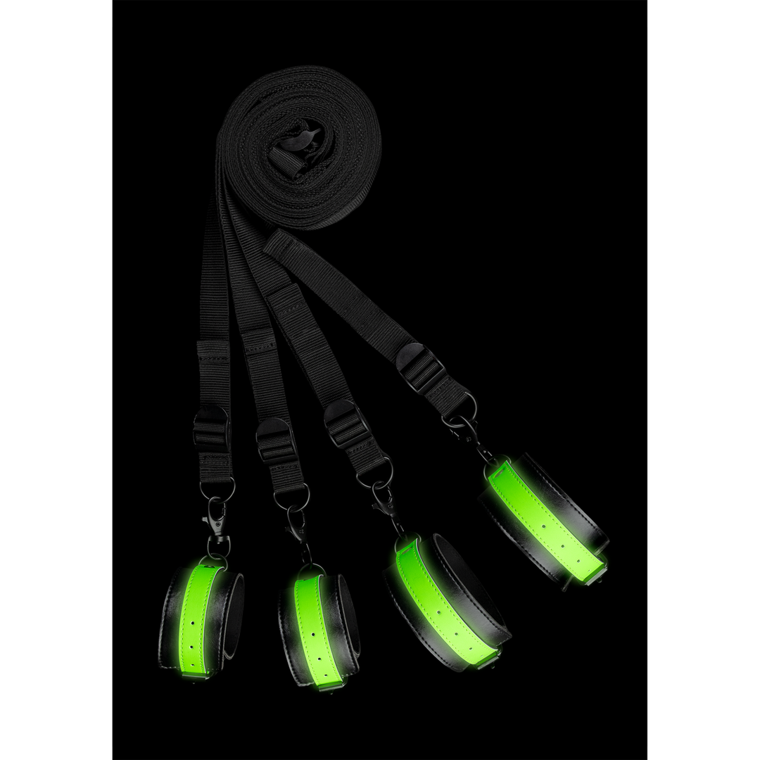 Conjunto de lencería Attachement Bed Bindings – fosforescente, verde | Ouch!