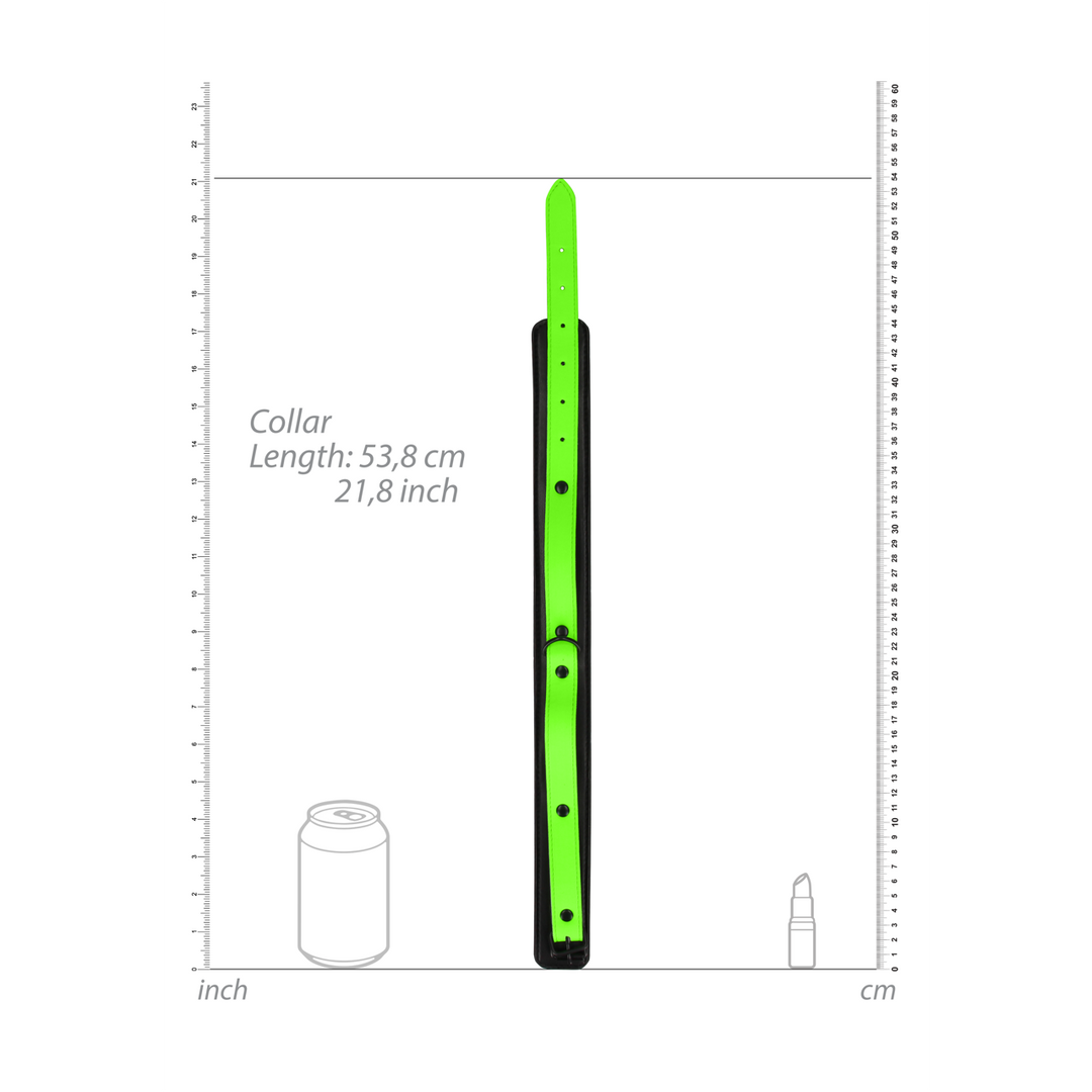 Atadura bondage Collar and Leash – fosforescente, verde | Ouch!
