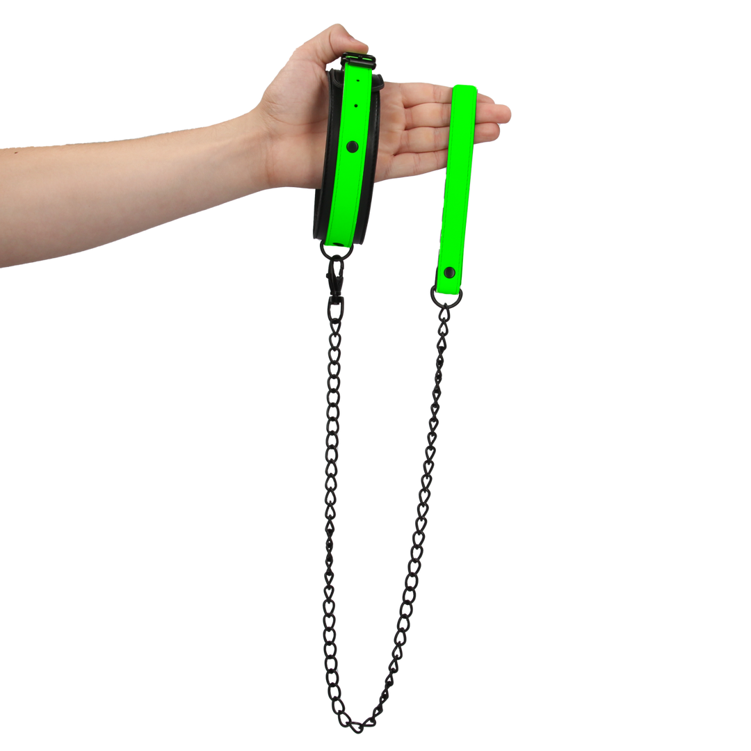 Atadura bondage Collar and Leash – fosforescente, verde | Ouch!
