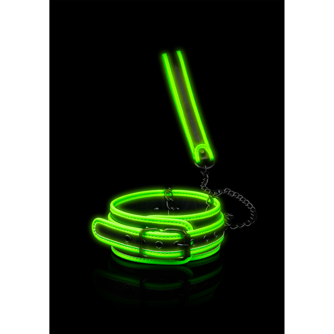 Atadura bondage Collar and Leash – fosforescente, verde | Ouch!