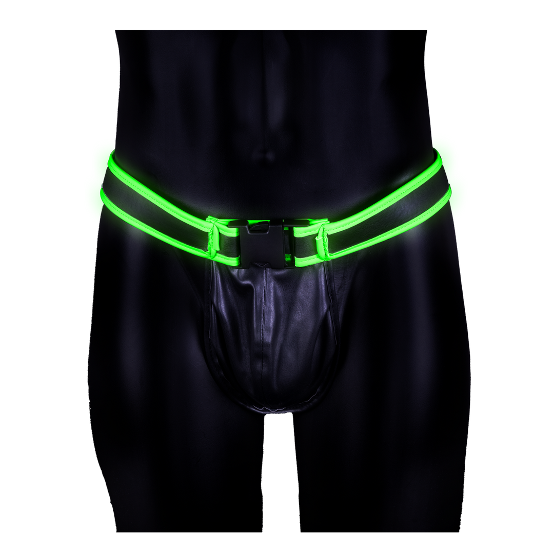 Men's thong Jockstrap with Buckle – glow in the dark, green OU780GLOSM | Ouch!