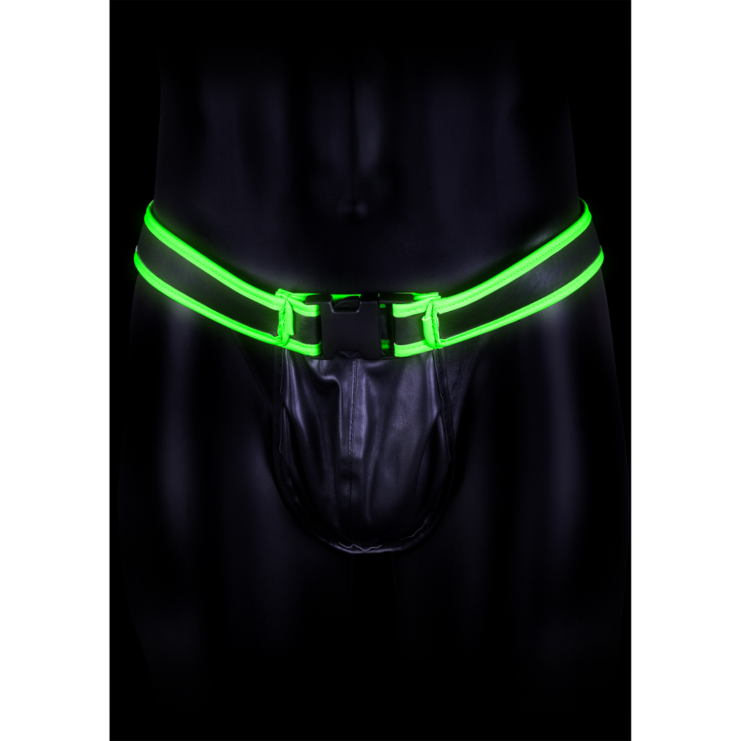 Men's thong Jockstrap with Buckle – glow in the dark, green OU780GLOSM | Ouch!