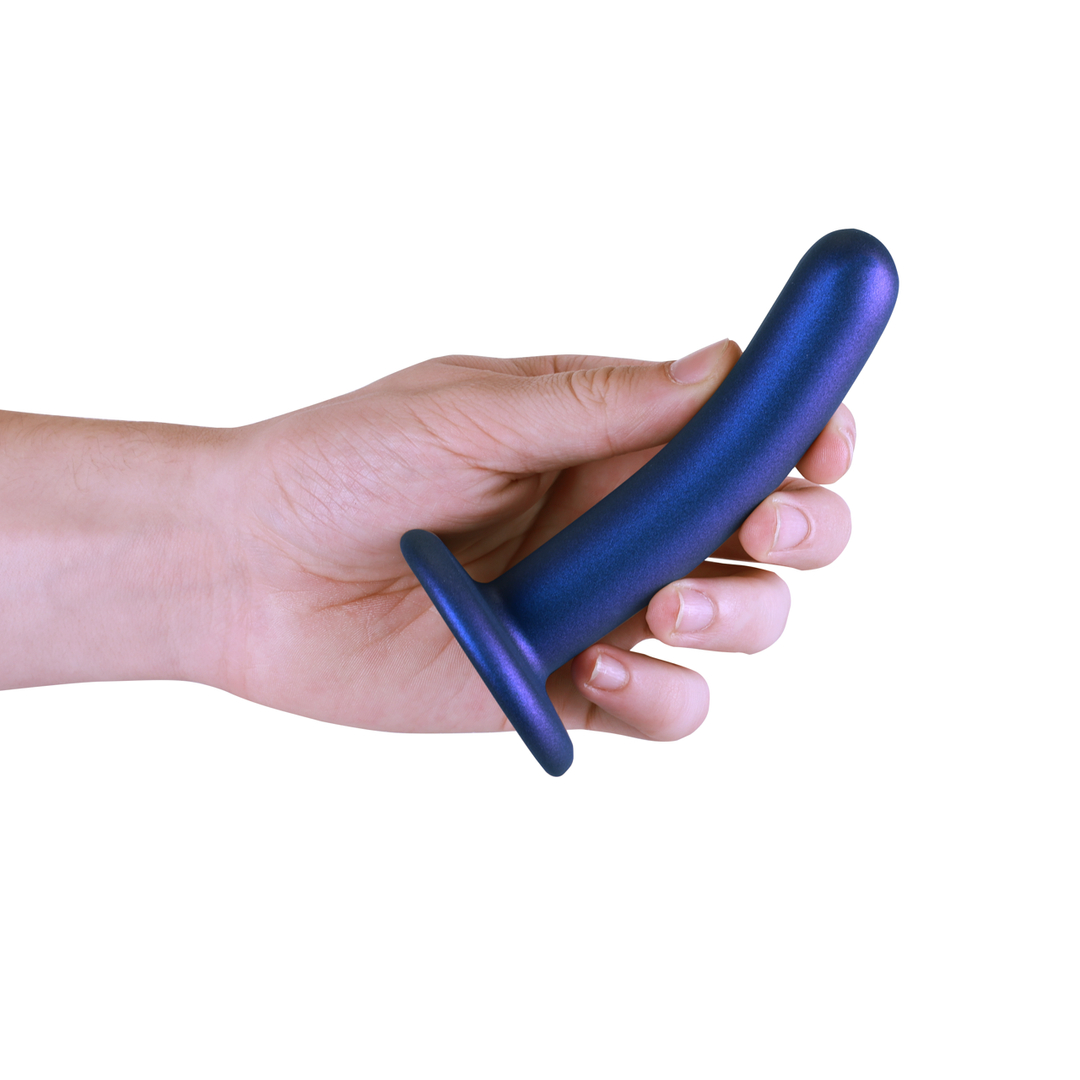 Gode en silicone lisse pour le point G - 12 cm - Bleu métallique