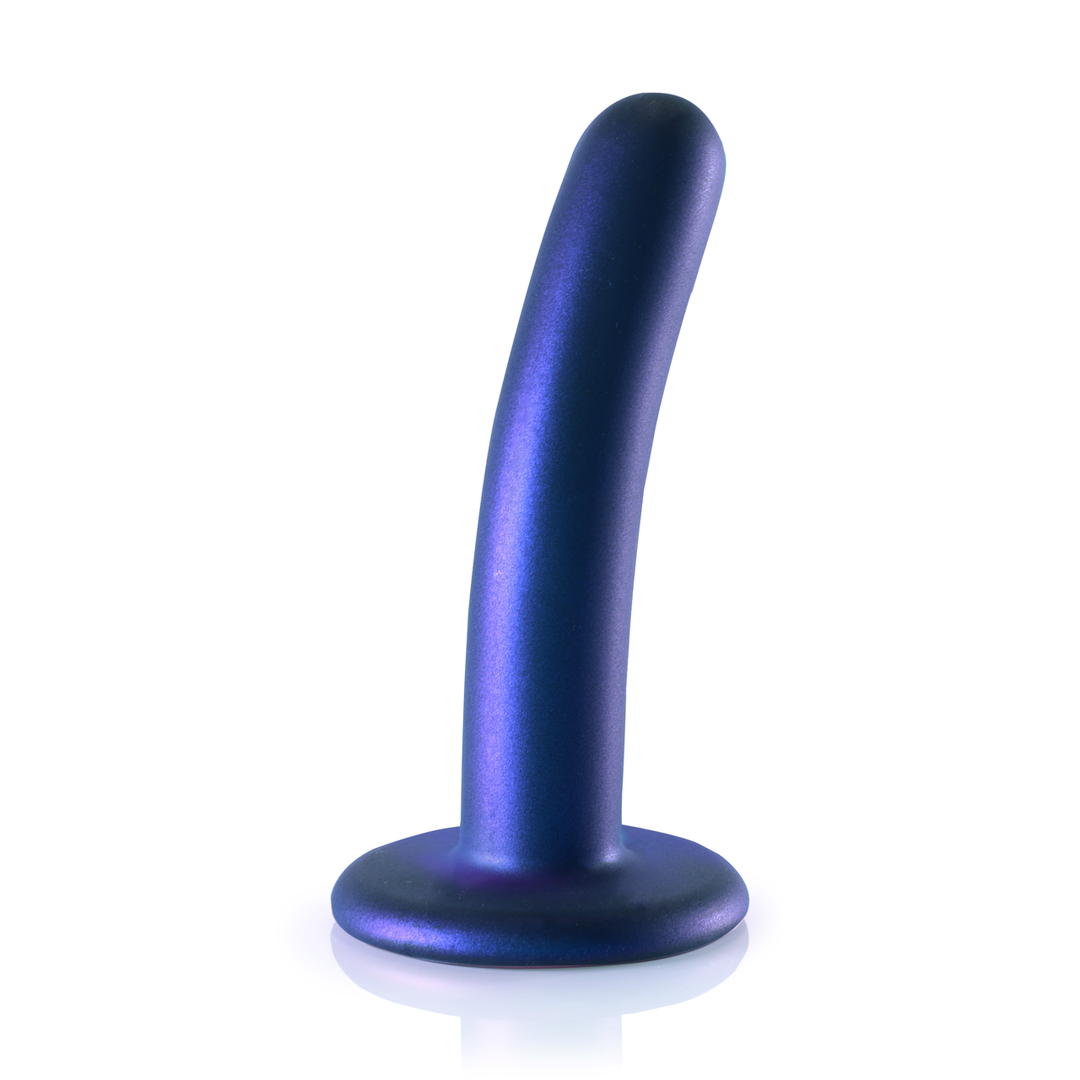 Gode en silicone lisse pour le point G - 12 cm - Bleu métallique